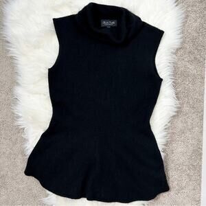 CLAUDIA NICHOLE Cashmere Size Medium Black Knit Turtleneck Tank Top Layering